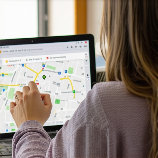 Business owner reviewing Google Maps analytics for local SEO optimization