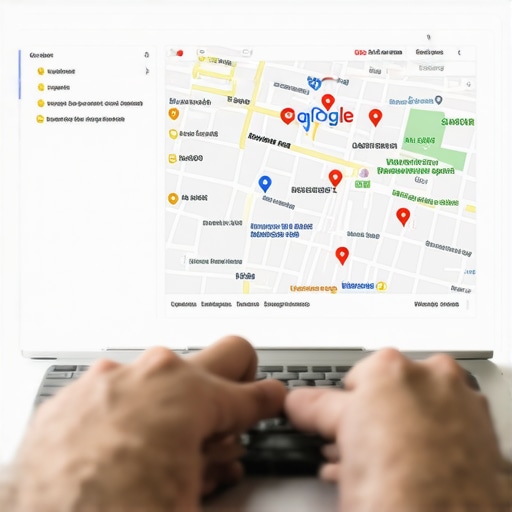 Person analyzing local SEO data on a laptop showing Google Maps analytics