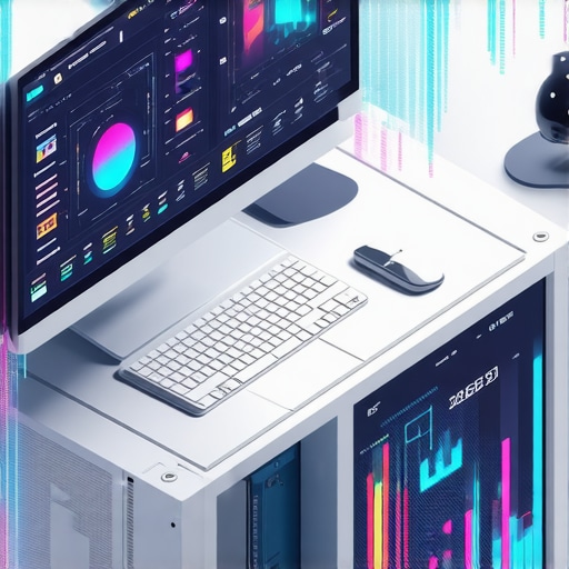 Futuristic workspace with AI and AR tools for local SEO