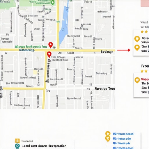 Diagram illustrating Google Maps features such as virtual tours, messaging, and booking integrations for enhanced local SEO.
