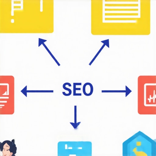 Diagram showing schema markup, review management, and community engagement tactics for Google Maps optimization.