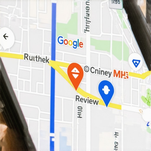 Advanced Google Maps Optimization Techniques in Action Smartphone screen showing Google Maps with local business markers and review snippets