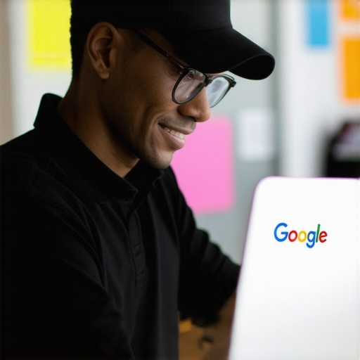 Business owner working on Google My Business profile optimization