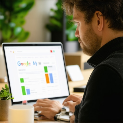 Business owner updating Google My Business profile on computer