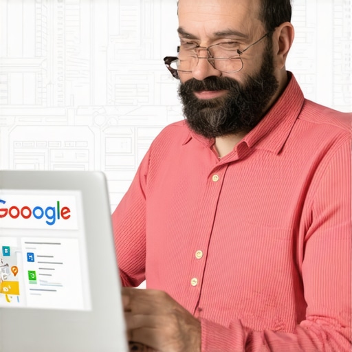 Business owner working on Google My Business profile, local SEO strategy, digital marketing