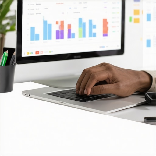 Person analyzing local SEO data on a laptop for Google Maps optimization.