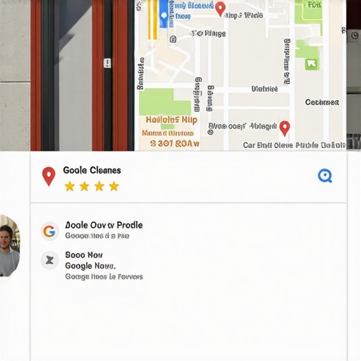 Optimized Google My Business profile showing contact button and customer reviews.