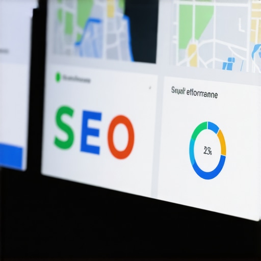 An expert analyzing local SEO and Google Maps performance data through a detailed digital dashboard.