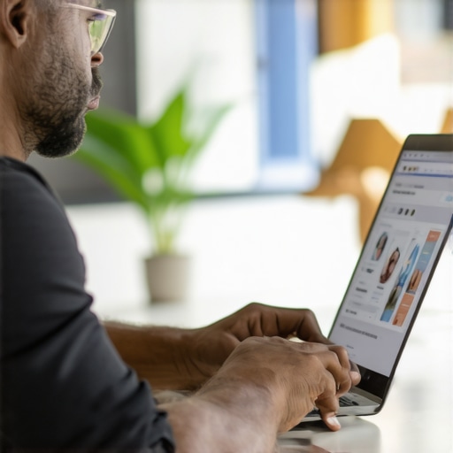 Business owner editing Google Maps profile on laptop