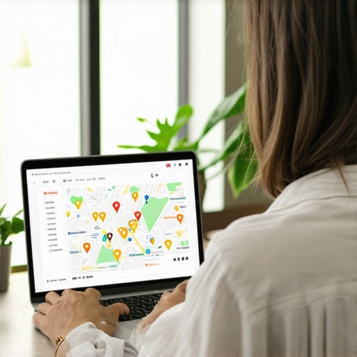 Optimizing for Long-Term Maps Success Business owner leveraging SEO tools to maintain local map rankings