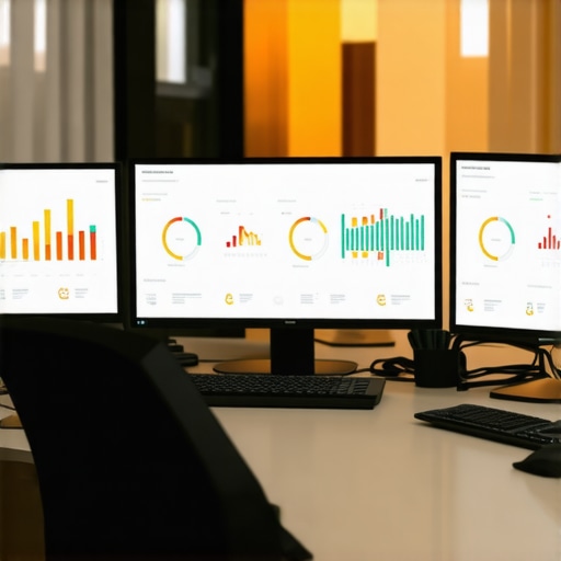 A workspace setup showcasing analytics dashboards and call tracking monitors for local SEO