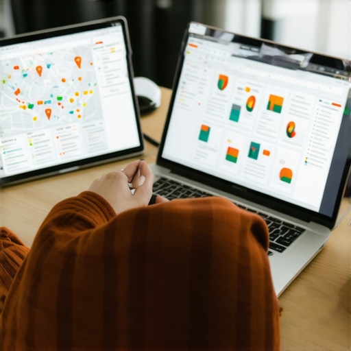 Person reviewing Google Maps and local SEO analytics on a laptop