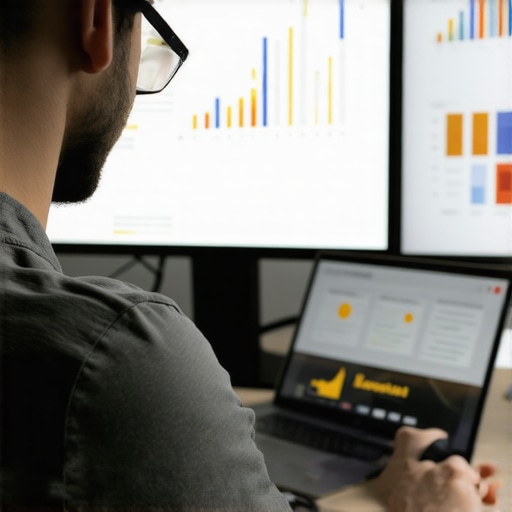 A digital marketer reviewing local SEO performance on multiple screens.