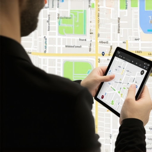 Business owner reviewing neighborhood-focused digital marketing map