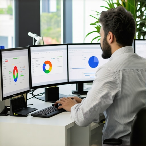 Digital marketer using SEO analytics software to monitor local search performance