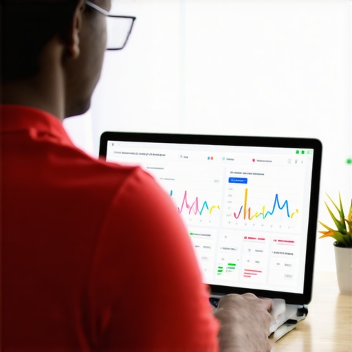 Person analyzing local SEO analytics on a computer screen with maps and graphs