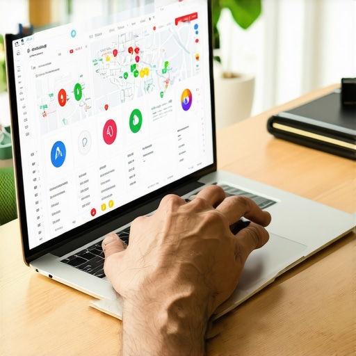Person working on local SEO strategies using analytics tools and maps on a computer