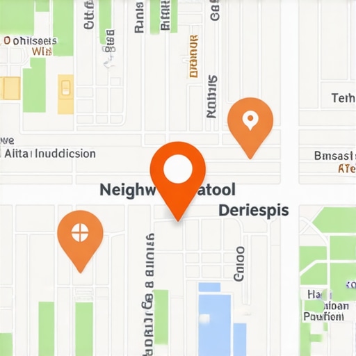 Map showing targeted neighborhoods with demographic insights.