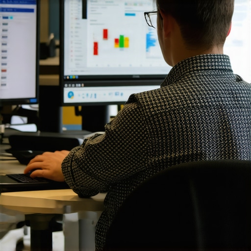 A person analyzing local SEO metrics on a computer panel with graphs and maps