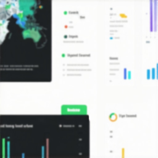 Digital Marketing Dashboard with Maps Analytics A screenshot of a digital marketing dashboard displaying maps, analytics, and lead data