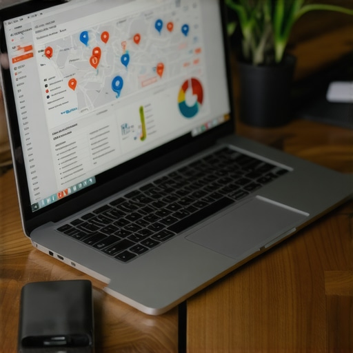 A person reviewing local SEO and map performance metrics on a laptop.